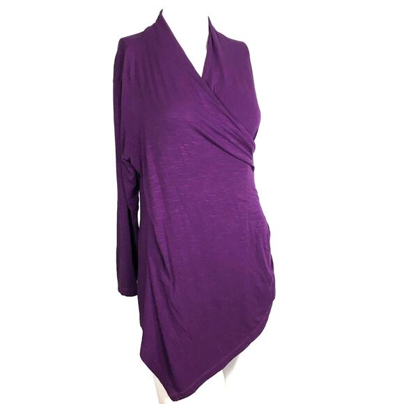Eco Skin Shirt Womens Sz Small Purple Hemp Knit Long Sleeve Wrap Tunic Top‎ - Picture 1 of 8